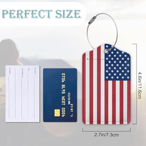 American Flag Luggage Tag, Luggage Tags of Set 2 Leather Identifiers Privacy Cover with Stainless Steel Loop for Women Men Travel Bag Suitcase3