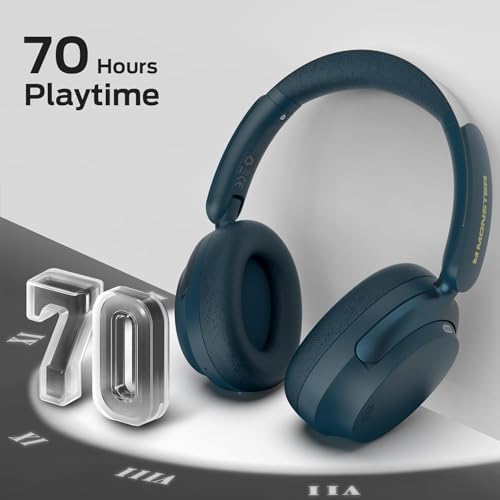 Image of Monster Persona 3rd ANC Active Noise Canceling Headphones, Wireless Bluetooth 5.4 Over-Ear Headphones with 6 Mics, 70H Playtime and 3 EQ Modes, Deep Bass, Foldable Comfort Design for Travel, Blue