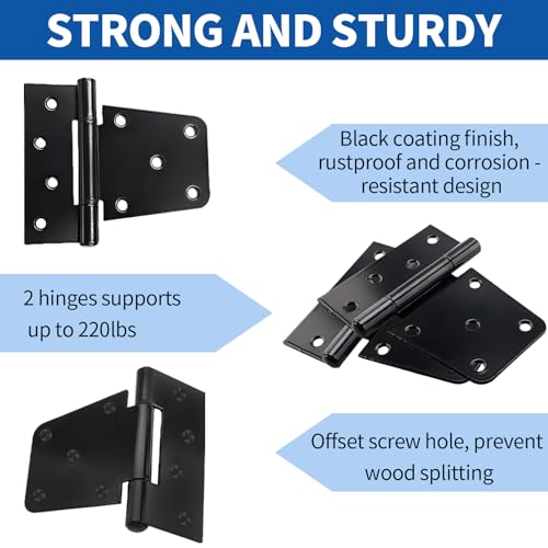 image for TamBee Black Gate Hinges Shed Hinges Heavy Duty Gate Hinges for Wooden