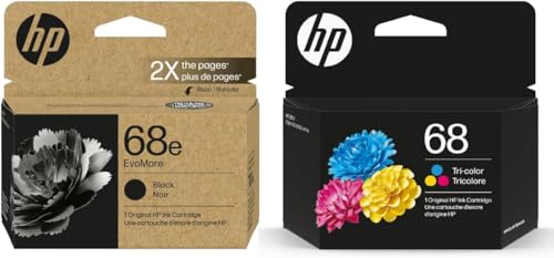 HP Original 68e EvoMore High Yield Black / 68 Tri-Color Ink Cartridges (2-Pack) | Works Envy 6152e, 6155e, 6552e, 6555e, 6558e | C84QXTN