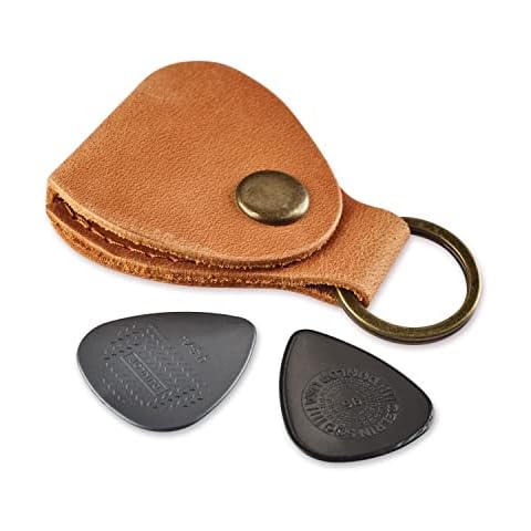 Leather Guitar Pick Holder Keychain, Guitar Pick Holder Case Bag, Plectrum Key Fob Cases Bag, Gift for Guitar Players (Vintage Brown) Cover