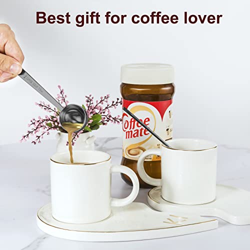 Premium Coffee Scoop Set, Set Of 2, Metal Stainless Steel Long Handle Coffee Scoop, Measuring Coffee Spoons Contains 1 Tablespoon (15 Ml) And 2 Tablespoons (30 Ml) Spoon-Black #TOP5