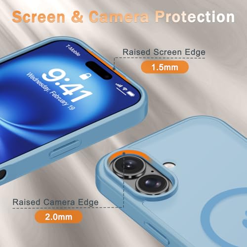 Image of YENAPOON for iPhone 16 Plus Case, Matte Magnetic Phone Cover [with 1 Screen Protector] [Support for MagSafe] [Shockproof Military Grade Protection] Translucent Frosted Back, Lavender Purple