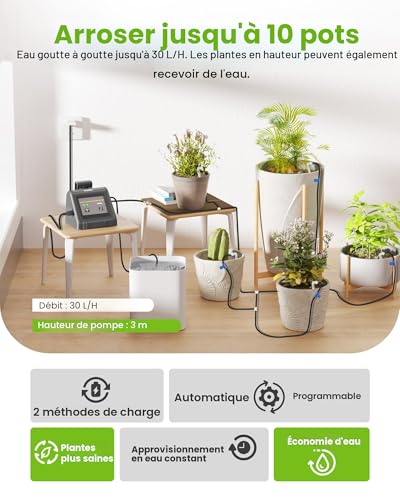 RAINPOINT Arrosage Goutte à Goutte Automatique WiFi, Débit d'eau Réglable, Contrôle à Distance via APP, Système D'irrigation Automatique pour Plantes D'intérieur, Jardin, Balcon, Jusqu'à 10 Pots – vue 5