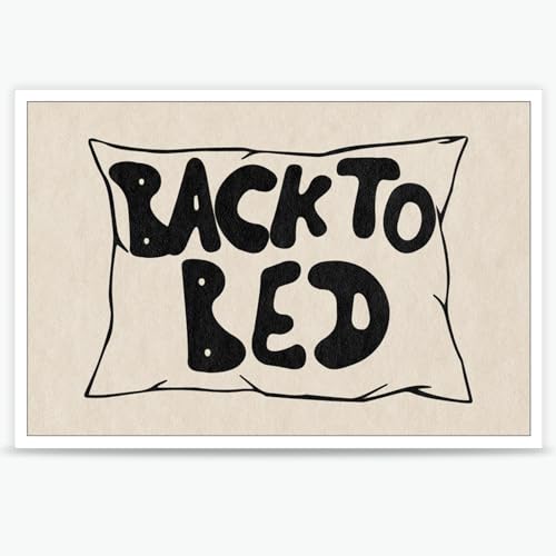 DVBOCS Back To Bed Sleep Black Poster Mid Century Print Bauhaus Print Trendy Bedroom Sleep Poster Mid Century Modern Abstract Aesthetic Wall Art For Bedroom 12x16in Unframed