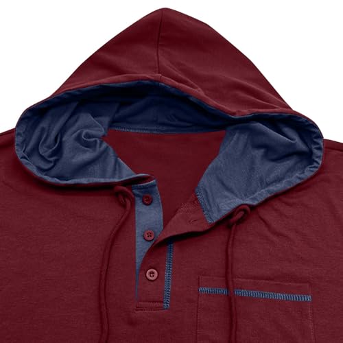 Muscle Fit Hoodies For Men Solid Color Long Sleeve Sweatshirt Fashion Vintage Casual Pullover 1/4 Button Workout Tops4