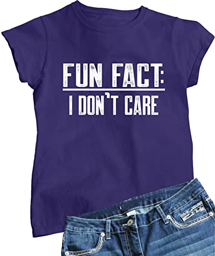 Go All Out XX-Large Purple Womens Fun Fact I Don't Care Funny T-Shirt