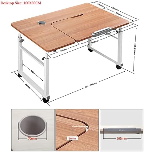 JACCOS Overbed Table with Wheels, Over Bed Table Wheeled, Adjustable Desktop Angle and Height, Suitable for Hospital Bed Home Family Daily Relaxation Work Entertainment, Bed Table
