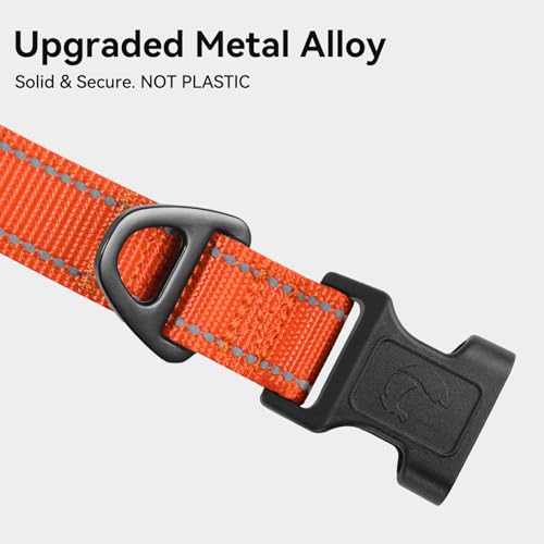 Image of Joytale Reflective Dog Collar,Soft Neoprene Padded Breathable Nylon Pet Collar Adjustable for Extra Large Dogs,Orange,XL