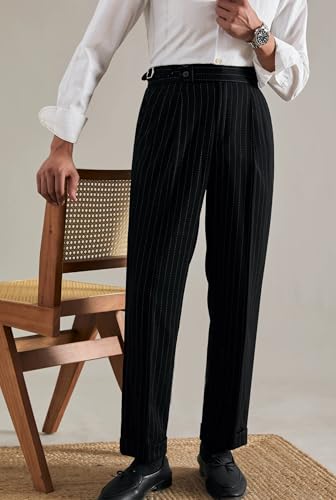 Men's Striped Pant Silm Fit Pinstripe Suit Pant Formal Business Classic Dress Pants for Work3