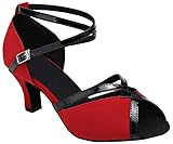 MINITOO Ante Mujer Swing Latino Danza Zapatos Formal Boda Sandalias L194 Rojo EU 39.5