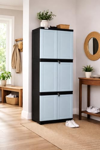 Image of Prima Viva-3 Plastic Storage Cabinet (Medium H 6 Ft x W 2 Ft x D 1.16 Ft) | 5 Compartments Multipurpose Organizer for Home & Office | Strong, Stylish & Spacious Cupboard for Clothes & Essentials