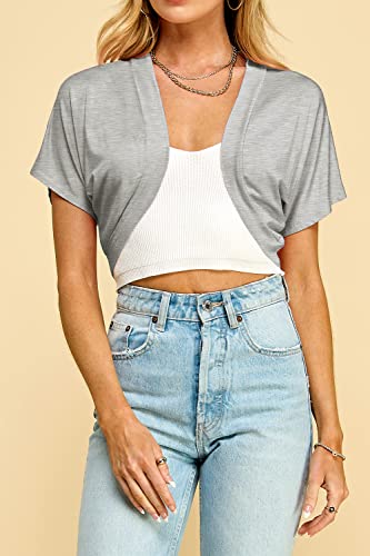 Image of Lock and Love Women's Versatile Open Front Lightweight Short Sleeve Bolero Shrug