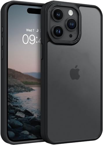 Image of DIZORO Matte Case for iPhone 15 Pro Max Translucent Frosted Hard Back Phone Case Anti-Fingerprint Anti-Slip Shockproof Protective Case Cover for iPhone 15 Pro Max 6.7 inches Black.