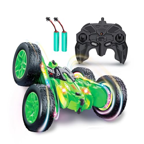 VanSmaGo Remote Control Car, RC Car Kids Toy for Boys Age 6-12, Double Sided 360° Flip 4WD 2.4Ghz All Terrain Stunt Drift Car with Strip Lights and Headlights for Toddler Birthday Gift