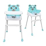 Trona portátil 4 en 1 con cinturón de seguridad, silla de comedor, antideslizante, capacidad de peso de 35 kg, altura ajustable (verde)