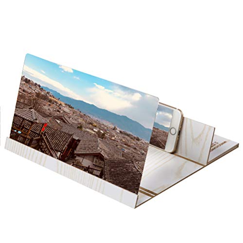 Bildschirmlupe für Handy lupe 12 Zoll Holz 3D Faltbare Telefon Anti-Strahlung Halterung Ständer Ideal für alle Handys,1