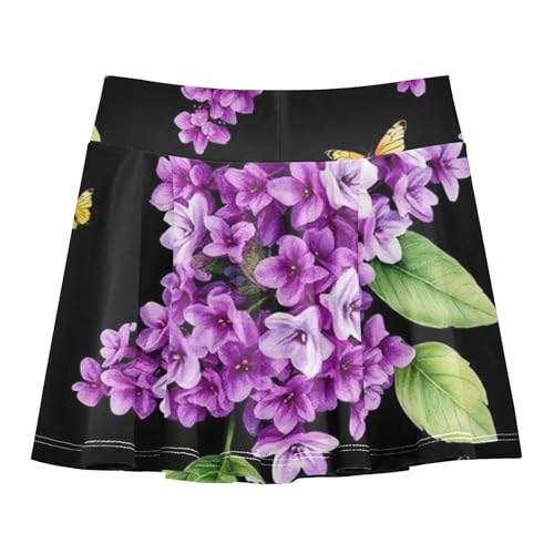 Joisal Girls Skorts Athletic Shorts Watercolor Purple Lilacs Butterflies Tennis Skirts Toddler Navy Flowy Skirt 3t2