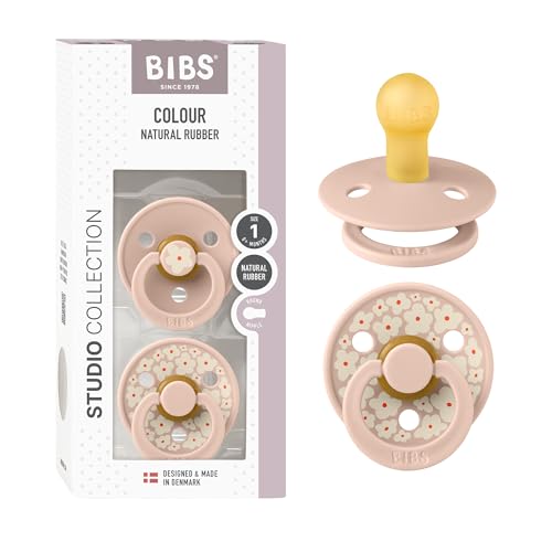 Image of BIBS Pacifiers - Studio 2 Pack | Round Nipple Baby Pacifier | BPA Free Natural Rubber Latex Soother | Made in Denmark | Size 0+ Months | Blush Mix
