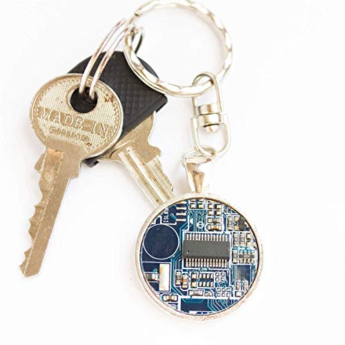 ReComputing Recycled circuit board keychain, round (blue) - Thumbnail 3