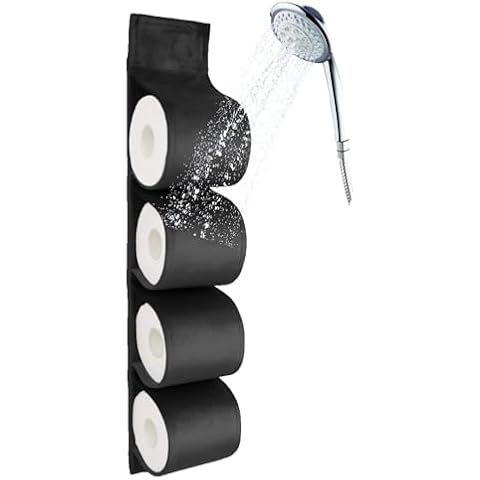 AmazeCov Toilet Paper Holder Wall Mount, Toilet Roll Storage, No-Drill Installation Stylish Anti-Slip Velvet Roll Storage for Small Bathroom,Black Cover