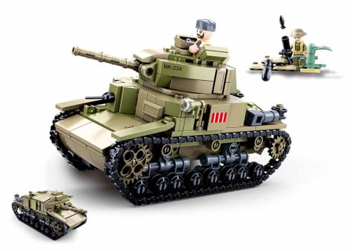 Sluban SL95581, WWII - średnie Włochy. Panzer (463 części) [B0711], zestaw do zabawy, klocki zaciskowe, żołnierze, z figurką, Army WII