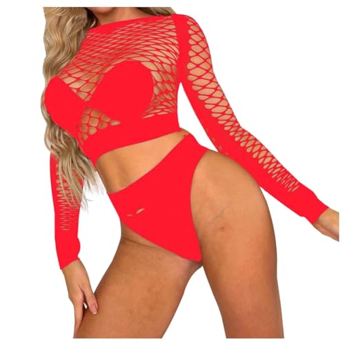Disfraz de festival para mujer, body Techno sexy, parte superior, transparente, lencería de malla, lencería transparente, 01 Red, Talla única