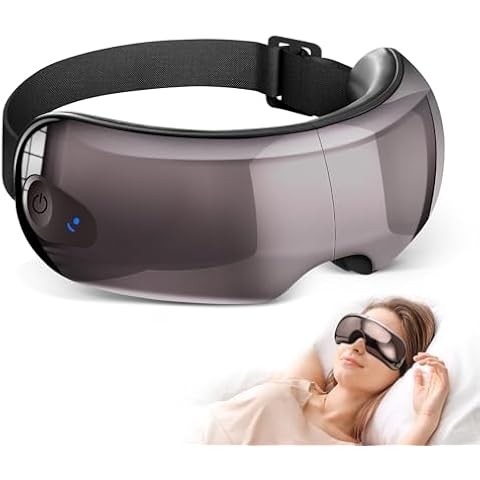 NOWWISH Eye Massager with Heat & Bluetooth Music, Birthday Gifts for Women Men Wife Husband, Smart Heated Eye Mask for Rel...