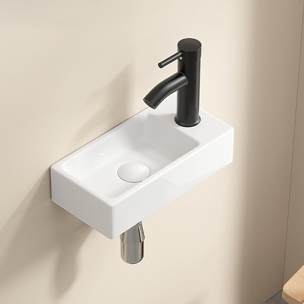 Mała umywalka łazienkowa wisząca Prostokątna ceramiczna umywalka Umywalka prania ręcznego Mini umywalki wiszące Bez akcesoriów Do domu Kuchnia Restauracja,White/a,L14"H4"W7"