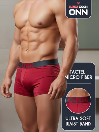 Image of Lux Cozi ONN Men's Tactel Microfiber Elastane Stretch Solid Trunk with Ultra Soft Waistband | Trunk for Men |Color May Vary