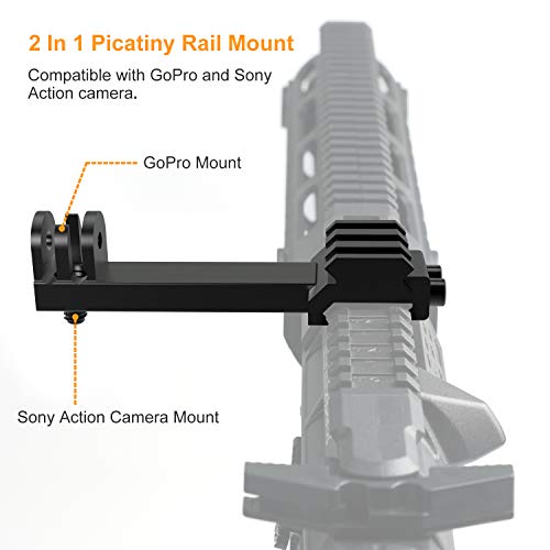XAegis GoPro Picatinny Mount, 2 in 1 Camera Gun Mount for Picatinny Rail, 20mm Rail Mount for GoPro&Sony Camera