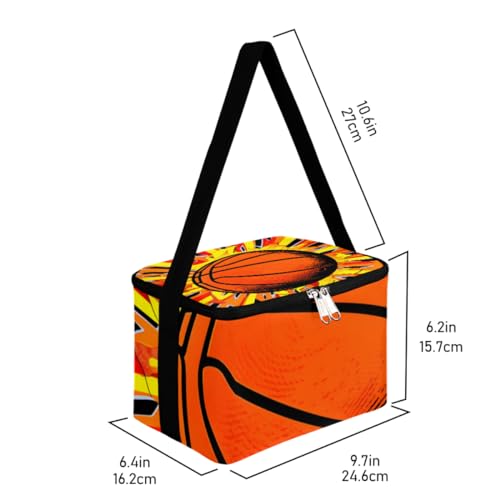 GzLeyigou Lunch Bags for Women Men 9 Cans,Basketball Sports Hot & Cold Food Delivery Bag Insulated Grocery Bag Insulated Lunch Box Cooler Bag for Office Work Picnic Beach
