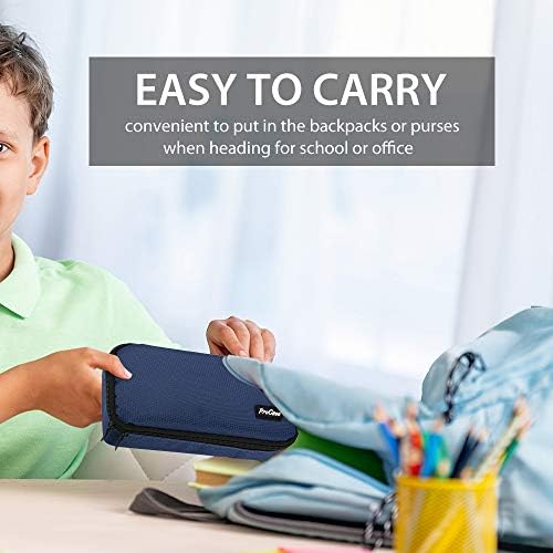 ProCase Pencil Case for Girls Boys School Students, Office School Stationery Holder Stationery Storage Pen Bag Desk Organizer with Double Zipper, Portable Pencil Pouch for School Office -Navy