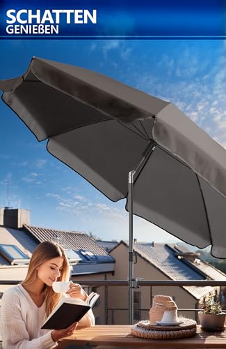 4smile Sonnenschirm Strand rund, Taupe - Strandschirm Ø 180 cm, Strandschirm windfest stabil als praktischer Sonnenschutz Strand, Sonnenschirm mit Schutzhülle – Bild 4