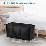 4er-Pack 120L Extra Große Starke Umzugsboxen mit Deckel, Schwerlast-Aufbewahrungstaschen mit Reißverschluss, Tragetasche für Reisen, Bettdecken, Kleidung, Unterbettaufbewahrung