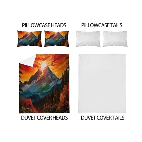 Linge de lit paysage multicolore 200x200cm facile à laver