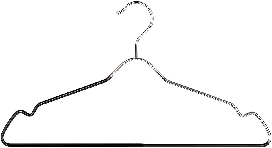 Pack of 48 Heavy Duty Metal Hangers with Shoulder Notch - Stainless Steel Wire Clothes Hangers, Ultra-Thin, Non-Slip, Space-Saving Design for Coats, Shirts, Dresses - Perfect for Closets and Wardrobes