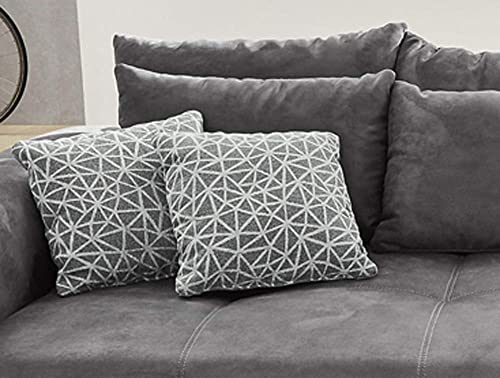 Big Sofa XXL B306/T134/H86 cm, bequeme Lounge Couch mit hochwertiger Federkernpolsterung, viele Kissen, Liegefläche 120 cm x 240 cm, angenehmer Mikrofaserstoff-Bezug in Grau / 15114
