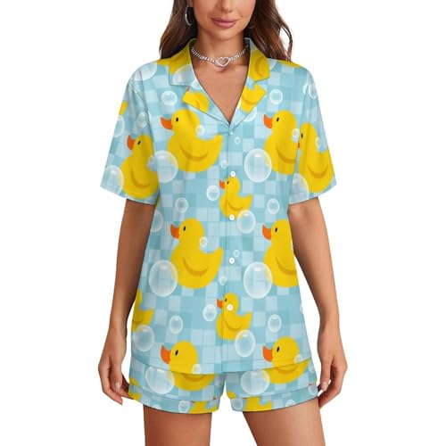 Image of Women Pajamas Shorts Sets Wild West Rodeo Cowboys PJs 2 Piece Button Down Shirt Lounge Pants Set