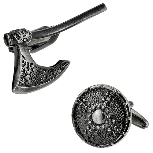 Mancuernillas Vikingo Vintage Hacha y Escudo