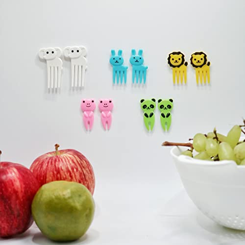 Image of Street27 10Pcs Food Fruit Fork Picks for Kids Cute Animals Bento Box Decor Forks Cake Little Forks Dessert Forks Cartoon Toothpick for Kids Cake Dessert Kids Cocktail Sticks (10pcs Cute Animals - A)