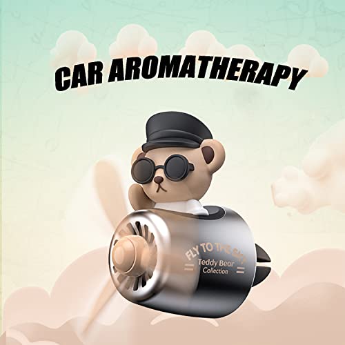 Image of Car fragrance diffuser pilot air outlet cartoon rotating fan leaf perfume cute shape freshener with 2 fragrances (Teddy) 1 Count