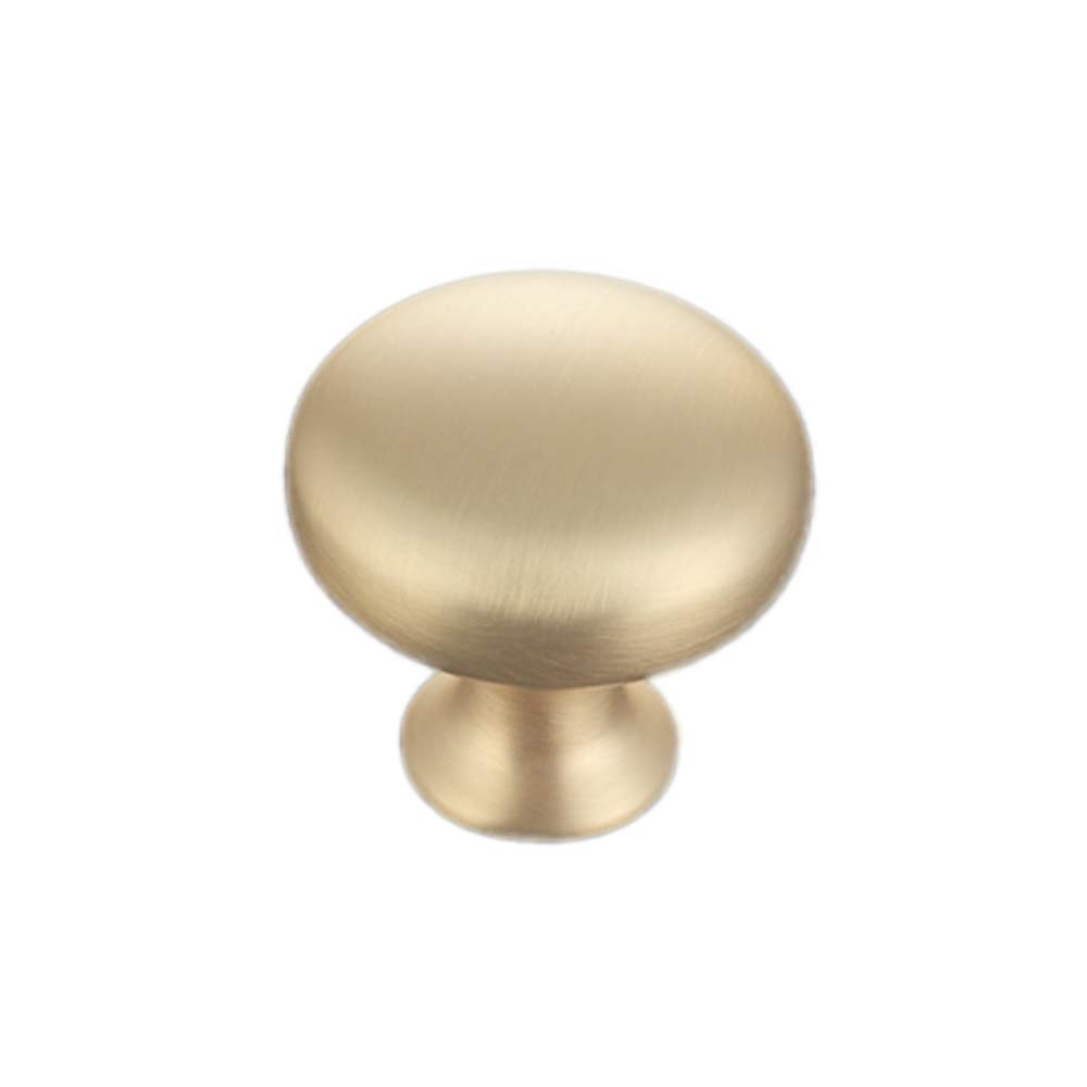 4 Pack Contemporary Metal Cabinte Round Knobs Furniture Hardware Kitchen Dresser Mushroom Pulls Knobs with Install Screws (Brushed Brass)