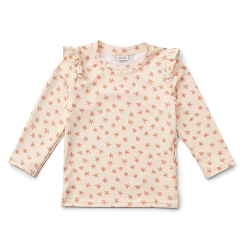 LDIOIF Toddler Girls Long Sleeve Rash Guard Shirt Quick Dry Swim T Athletic Tee Floral Tankini Top with Ruffles 18-24 Months