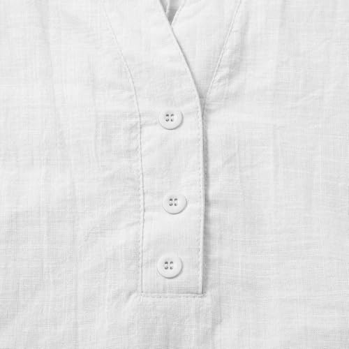 TANGNADE Plus Size 3/4 Sleeve Tops for Women Summer Dressy Casual V Neck Button Henley Shirts Loose Basic Shirt Blouse3