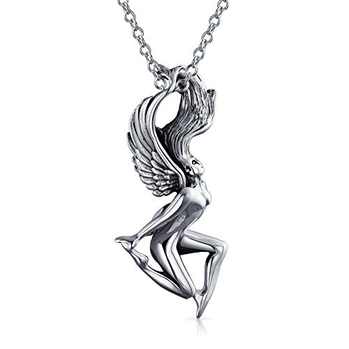 Preisvergleich Produktbild Bling Jewelry Antikes .925 Sterlingsilber Jungfrau Griechische Göttin Engelsflügel Tierkreiszeichen Astrologie Horoskop Anhänger Frauen Halskette
