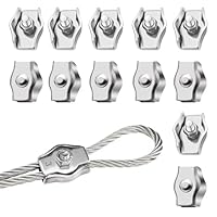 Drahtseilklemme M3, 12 Stück Seilklemme 3mm Klemme Edelstahl 304 Drahtseilklemmen Kabelklemmen für Drahtseil Stahlseil Wäscheleinenspanner Markise Fixiert