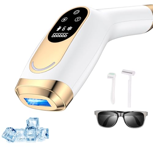 RWSRW Depiladora Laser con Refrigeración, 600NM-1200NM Onda de Luz Roja, Pantalla Táctil LCD, Depiladora Luz Pulsada para manos y piernas, cara, axilas, bikini