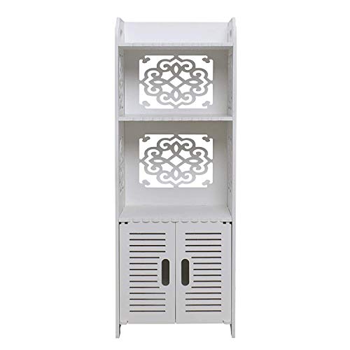 Bathroom Storage Cabinet Floor Standing Waterproof Organizer Rack Book Shelf White Robust Bathroom Furniture for Living Room Bedroom, Kitchen Hallway Silm Tall Cupboard Home Store - Image 3