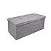 Todeco - Pouf et Repose-Pieds, Ottoman avec Espace de Stockage - Matériau: Tissu Non tissé - Charge maximale: 150 kg - Finition en Tissu piqué, 76 x 38 x 38 cm, Gris